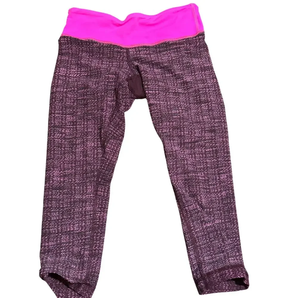 Lululemon Wunder Under Crop Ziggy Wee August Glo Raspberry, Size 2